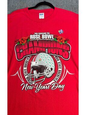 2010 Rose Bowl Champions Ohio State Buckeyes Red T-Shirt XL Anvil 100% Cotton